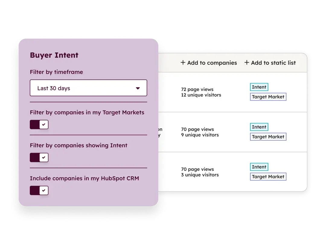 Buyer Intent - Filters Buyer Intent - Filters